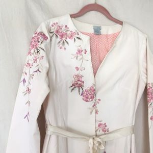 Odille floral embroidered white cotton coat jacket